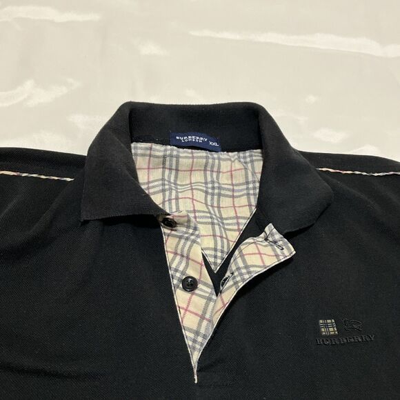 Burberry London Polo Shirt Mens XXL Nova Check Trim Placket Rubberized Logo - Picture 4 of 6